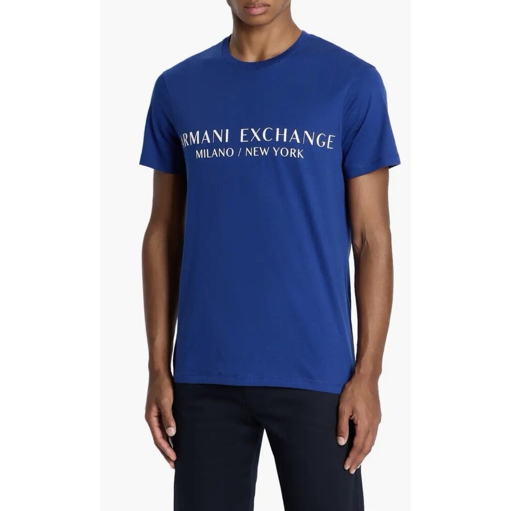 Armani Exchange Milano New York Blue Logo Cotton Graphic T-Shirt Men’s Small